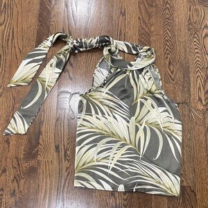 Rachel Zoe Olive and Cream Leaf Print Blouse